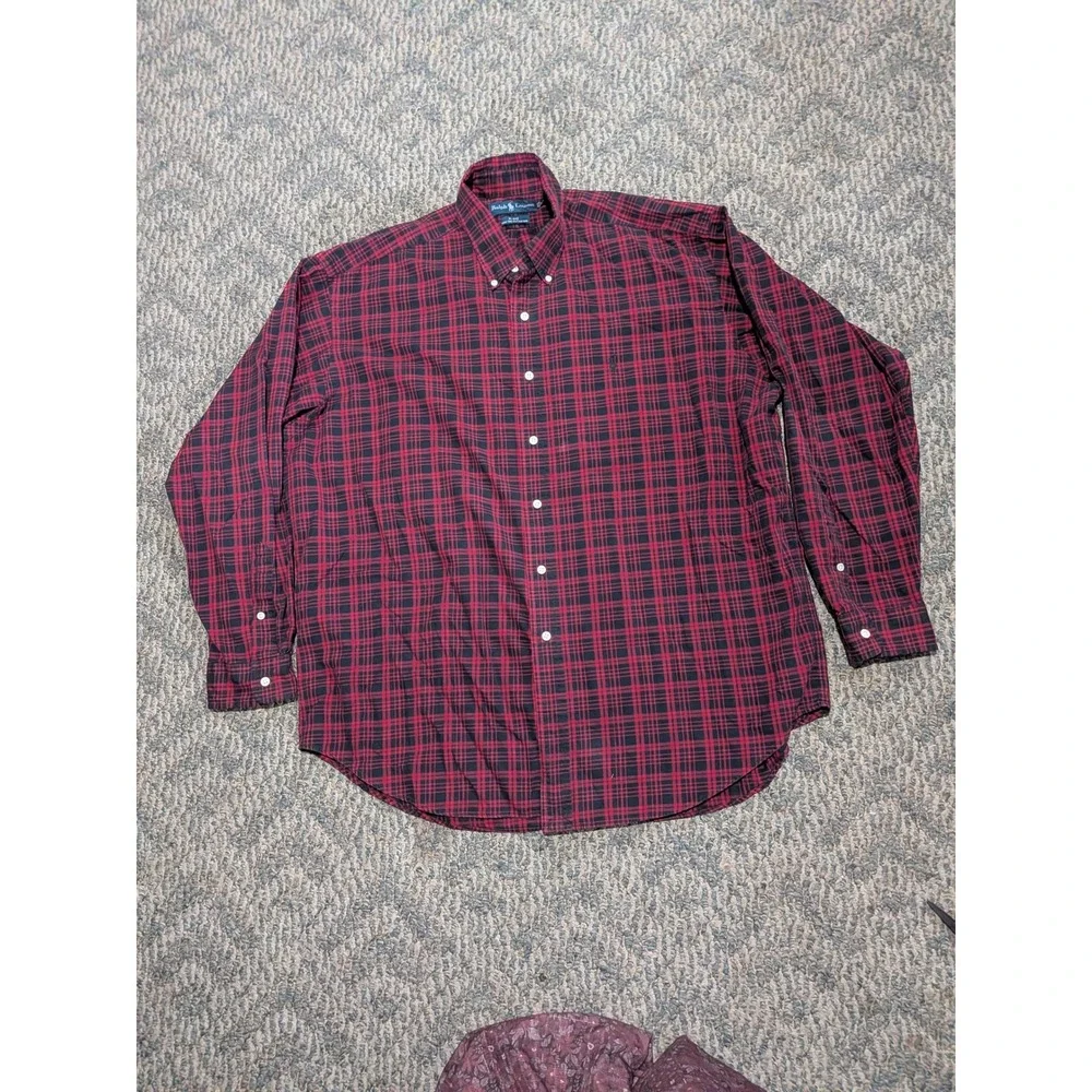Polo Ralph Lauren Mens XL Blake Red Black Plaid 100% Cotton Button Down Shirt